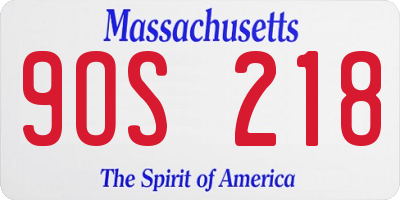 MA license plate 9OS218