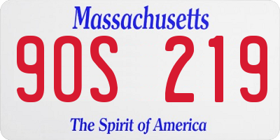 MA license plate 9OS219