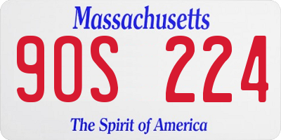 MA license plate 9OS224