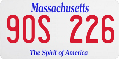 MA license plate 9OS226