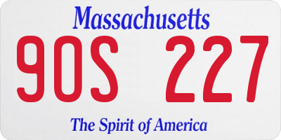 MA license plate 9OS227