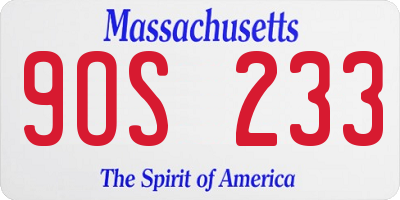 MA license plate 9OS233