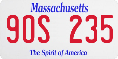 MA license plate 9OS235