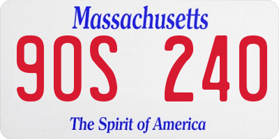 MA license plate 9OS240