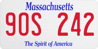 MA license plate 9OS242