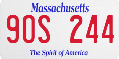 MA license plate 9OS244
