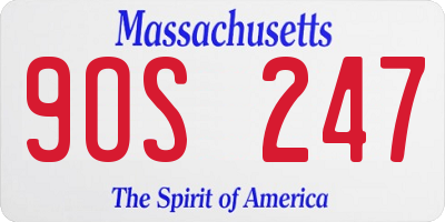 MA license plate 9OS247