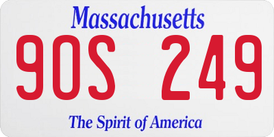 MA license plate 9OS249