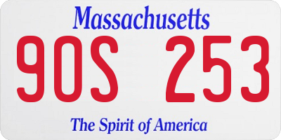 MA license plate 9OS253