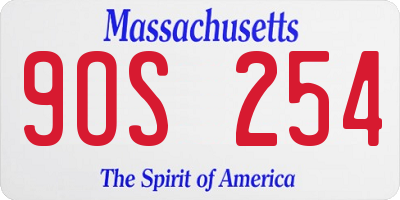 MA license plate 9OS254