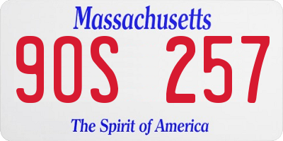 MA license plate 9OS257