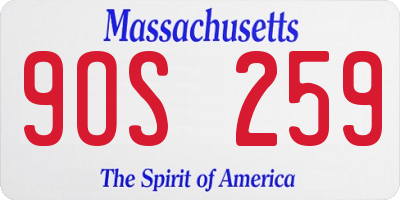 MA license plate 9OS259