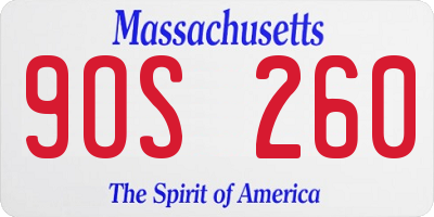 MA license plate 9OS260