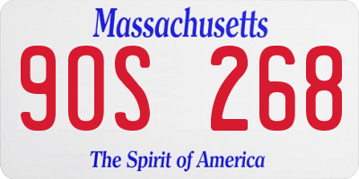 MA license plate 9OS268