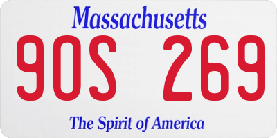 MA license plate 9OS269