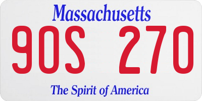 MA license plate 9OS270