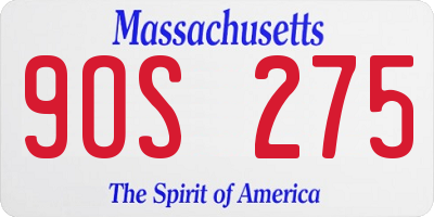 MA license plate 9OS275