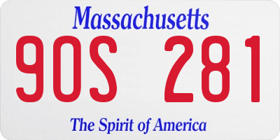 MA license plate 9OS281