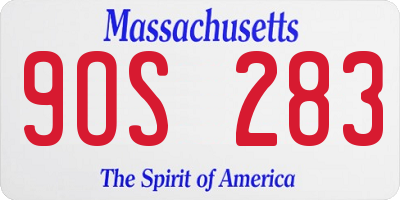 MA license plate 9OS283