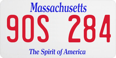 MA license plate 9OS284