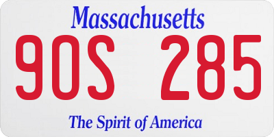 MA license plate 9OS285