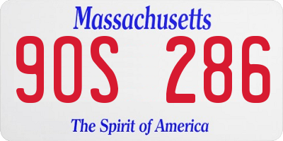 MA license plate 9OS286