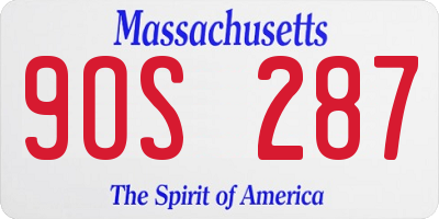 MA license plate 9OS287