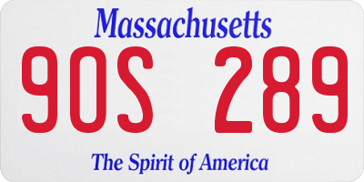 MA license plate 9OS289