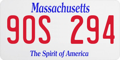 MA license plate 9OS294