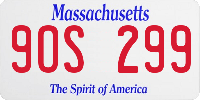 MA license plate 9OS299