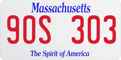 MA license plate 9OS303