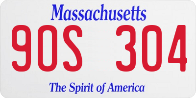 MA license plate 9OS304