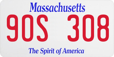 MA license plate 9OS308