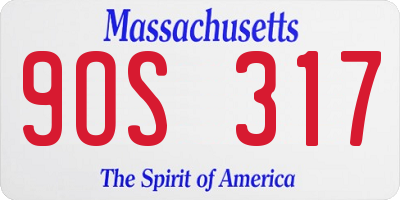 MA license plate 9OS317