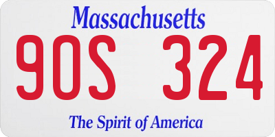 MA license plate 9OS324