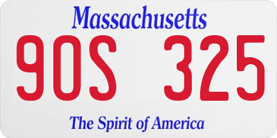 MA license plate 9OS325