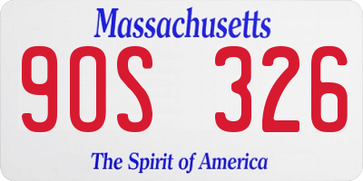 MA license plate 9OS326