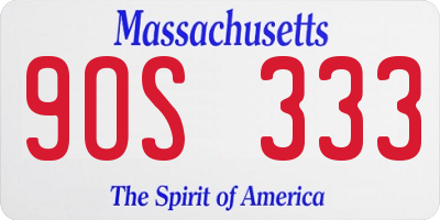 MA license plate 9OS333