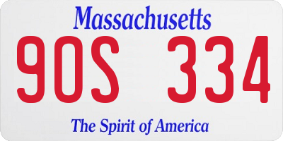 MA license plate 9OS334