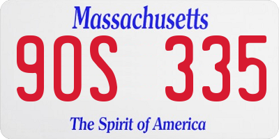 MA license plate 9OS335