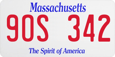 MA license plate 9OS342