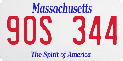 MA license plate 9OS344