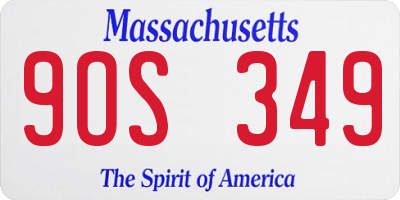 MA license plate 9OS349