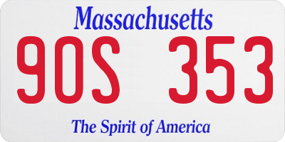 MA license plate 9OS353