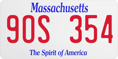 MA license plate 9OS354