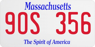 MA license plate 9OS356