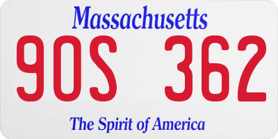 MA license plate 9OS362