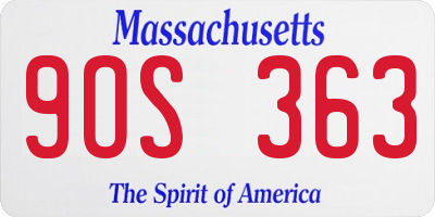 MA license plate 9OS363