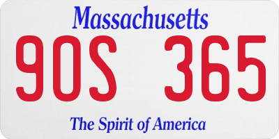 MA license plate 9OS365