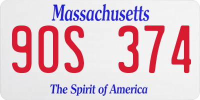 MA license plate 9OS374